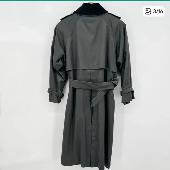 Burberry Coat Trench Kensington Heritage Coat Long Black Belt Jacket Wool 8 L - Picture 2 of 11
